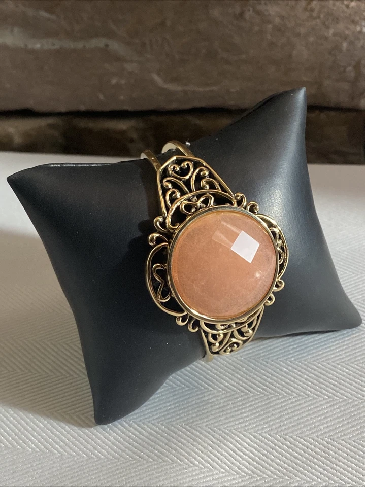 Hermoso brazalete Barse “Smitten” bronce puro facetado melocotón aventurina 7” Foto 2 de 4