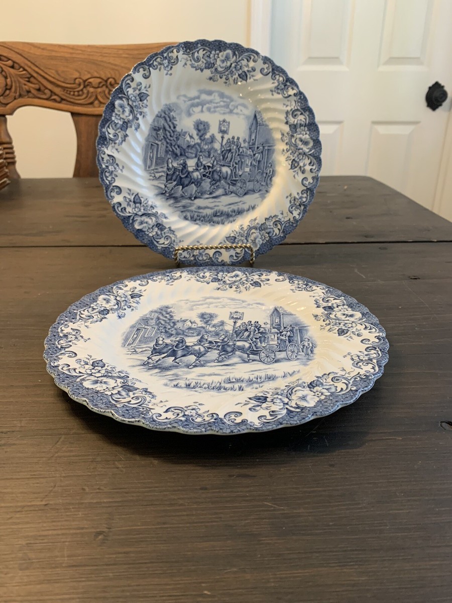 Johnson Brothers Blue Coaching Scenes Ironstone 9 7/8