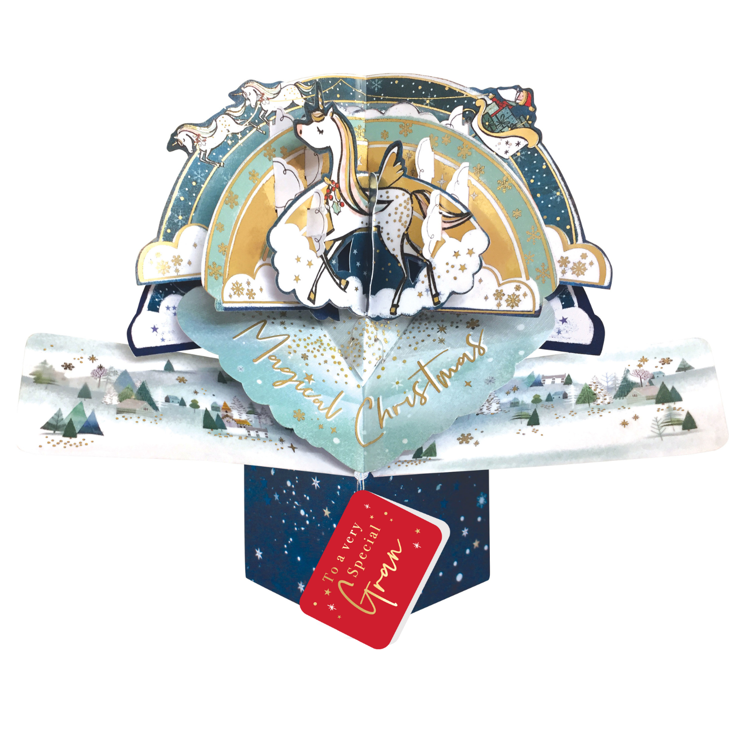 Gran Christmas Card 3D Unicorn Pop Up Christmas Card Xmas Greeting Cards