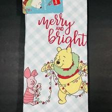 Disney Winnie Pooh 2 Pack Kitchen Hand Towels Christmas Piglet Merry  Bright