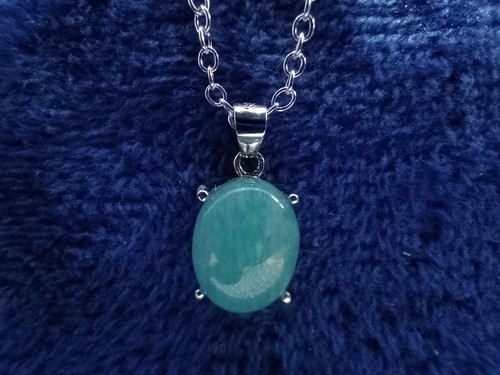 Pretty Amazonite Sterling Silver Studs & Necklace Set - 19" - Picture 3 of 8