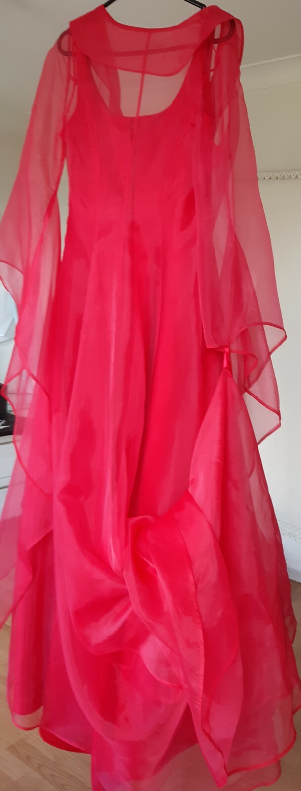 HILARY MORGAN red Dress And Organza Coat  with train size 10 image 4