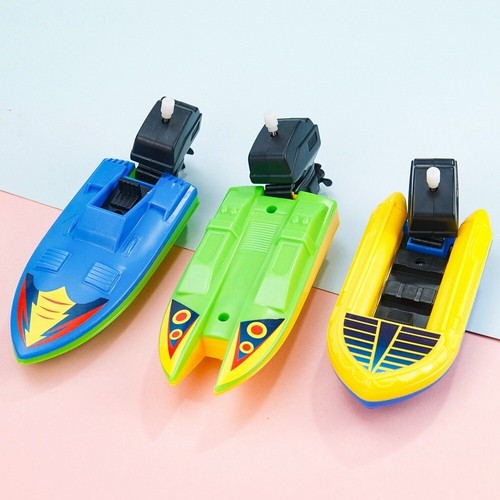 Kids Toy Speed Boat Ship Clockwork Children Water Boat Yellow Mixed Blue Color - Picture 4 of 9