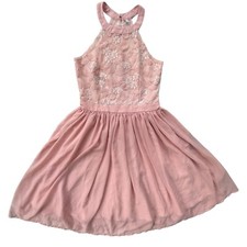 IBTOM CASTLE Womens Size Small Light Pink Lace Halter Fit and Flare A-line Dress