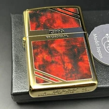 Zippo Marble Antique Red Gold 2MB-RED Oil Lighter Regular Case Japan