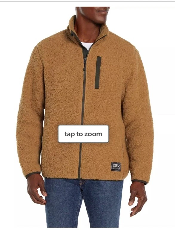 Eddie Bauer Full Zip Brown Fleece Jacket 2XL Men's XXLARGE Long Sleeves NEW