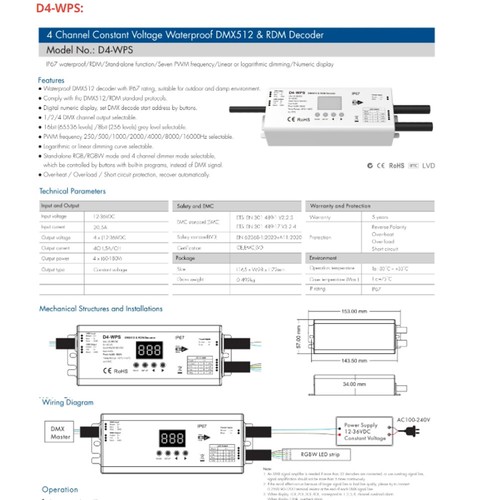 Skydance 4/5Channel DMX512 CV Decoder RDM DMX Signal led strip dimmer Controller - Picture 17 of 28