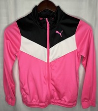 Puma Track Jacket, Girls Medium 8-10 Hot Pink, Black  White