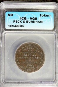NICE NO DATE - ICG VG8 PECK & BURNHAM HARD TIMES TOKEN!!   #B23801