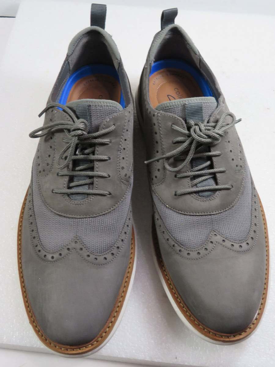 Great! CLARKS brantin wing tip leather work dress gray 11.5M  display picture 2