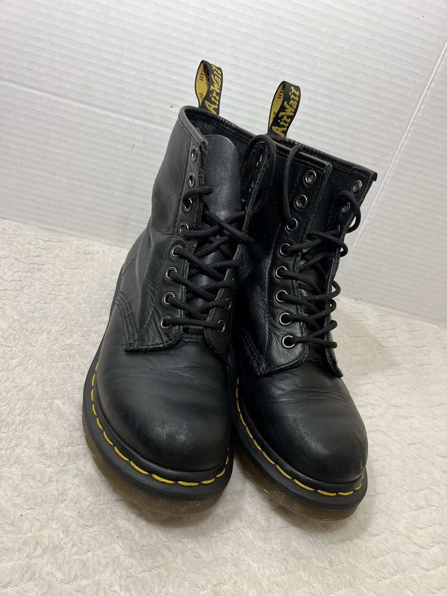Dr. Martens Doc Awley  Combat Boots Womens Size 10 EU 42 Black 7-Eye Leather Audrick 10-Eye Alternative Leather Lace Up Boots in Black  main image 4