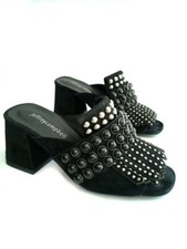 Jeffrey Campbell Lenoir Peep Toe Mules Sandal Beaded Studded Black Size 5  165