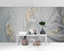 3D Anstract Golden Marbled Self-adhesive Removable Wallpaper Murals Wall