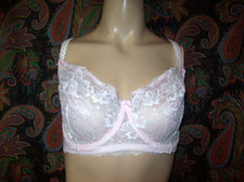 Felina White/Pink Lacy Lined Unpadded Push Up Bra 34DD