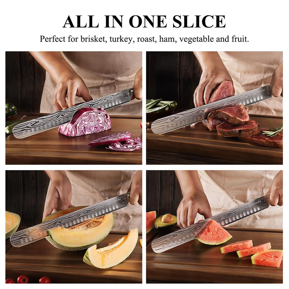 Cuchillo para rebanar pechuga 12 pulgadas cuchillo para tallar carne de acero inoxidable cuchillo de chef Foto 3 de 4