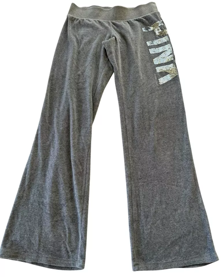 Sudadera con Capucha Vintage Rosa Victorias Secret Gris Terciopelo Plateado Lentejuelas S/L Foto 4 de 4