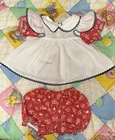 Vintage HTF Jesmar Cabbage Patch Kids Red Floral Pinafore Dress Set *reserved*