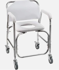 Rolling Shower Chair, Commode, Transport Chair, Rolling Bathroom Wheelchair NEW
