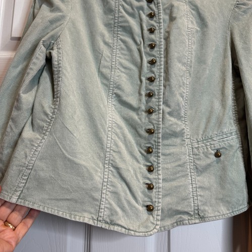 Vintage GAP Y2K Corduroy Jacket Womens Light Green Military Brass Buttons Size 8 - Picture 12 of 15