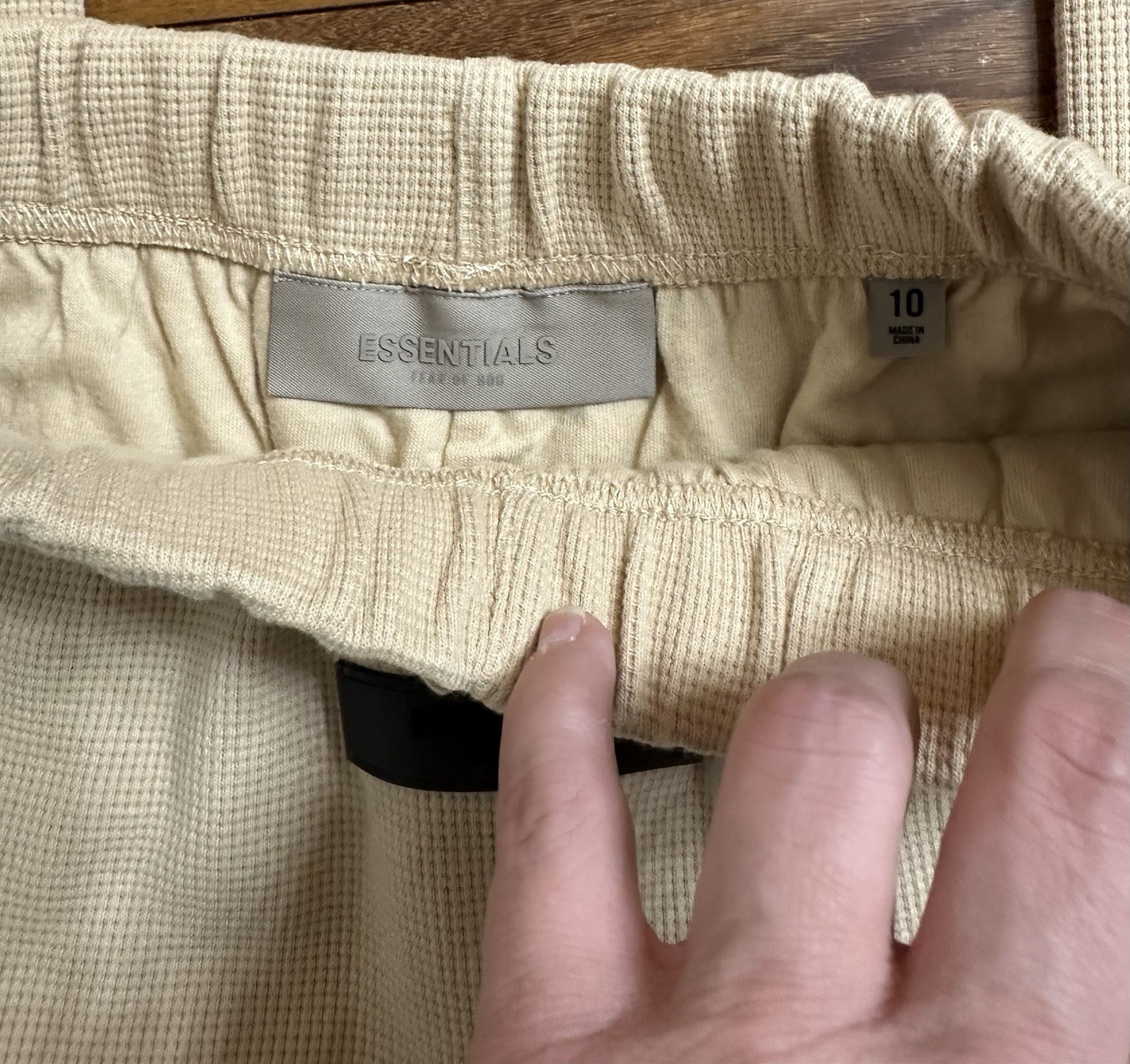 Essentials Fear Of God Waffle Weave Sweatpants Beige Kids Size 10 thumbnail 4
