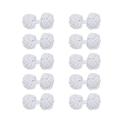 5 Paar Seiden Knoten Manschettenknöpfe Elastische Stoff Manschettenknöpfe Weiß