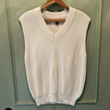 Primark Cream Knit Pullover Sweater Vest   Size Small Preppy Classic Tailored