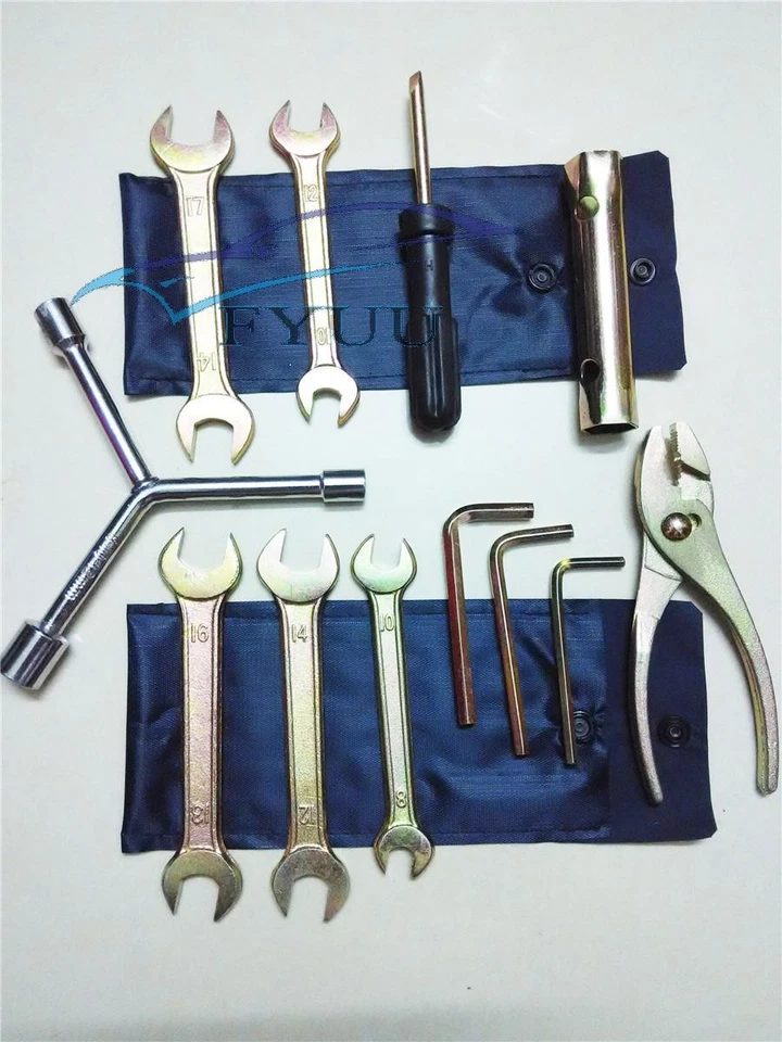 12 x Portable Motorcycle Spanner Wrench Spark Plug Socket & Screw Drive Tool Kit — 第 2/4 张图片