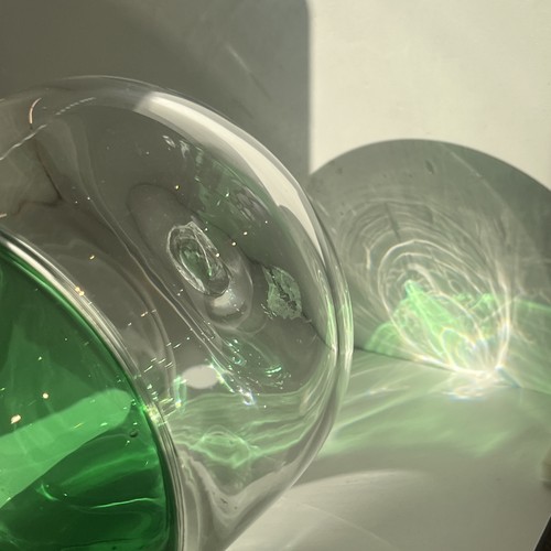 Vintage MCM Murano Sommerso Art Glass Vase Emerald Green & Clear, Mouth-Blown 8” - Picture 12 of 23