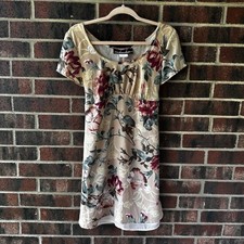 5/6 Vintage Floral Babydoll Dress Cottagecore Sheer Overlay Romantic Boho Y2K