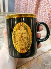 University Of Tennessee Coffee Mug Black & Gold Metallic Vintage Made In England