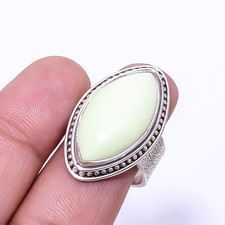 Lemon Chrysoprase - Australia 925 Sterling Silver Ring S.8 R42, Christmas Gift