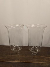 Set Of 2 Clear Fluted Glass Enhance Lighting Fixtures Candle Holders Lamp Shades
