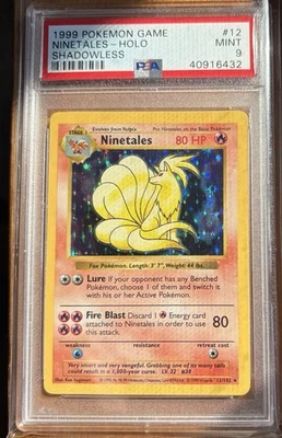 Pokemon 1999 Shadowless Ninetails PSA 9 Mint Base Set #12 Holo Rare WOTC - Image 1 of 2