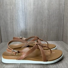 Vionic Veranda Backstrap Thong Sandals Women 9.5M Adjustable Strap Leather Brown
