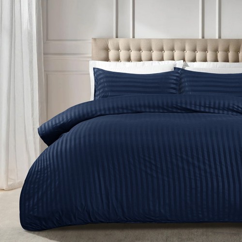 Luxury Duvet Cover Satin Stripe Quilt Covers Bedding Set Single Double King Size - Picture 9 of 76