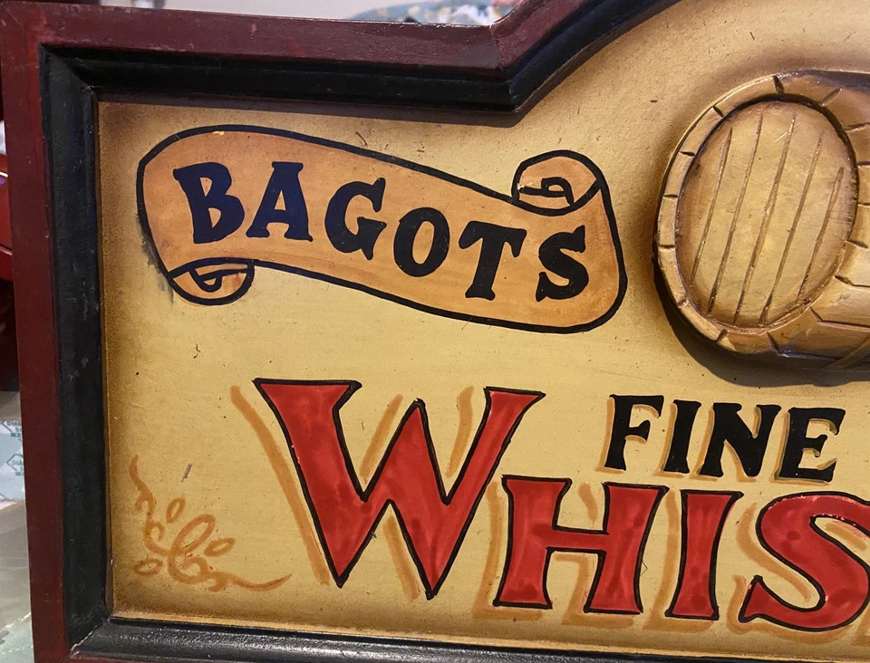 WHISKEY BAGOTS HUTTON Wooden Sign Shed Garage Bar 23x12 Advertising - Image 2 of 4