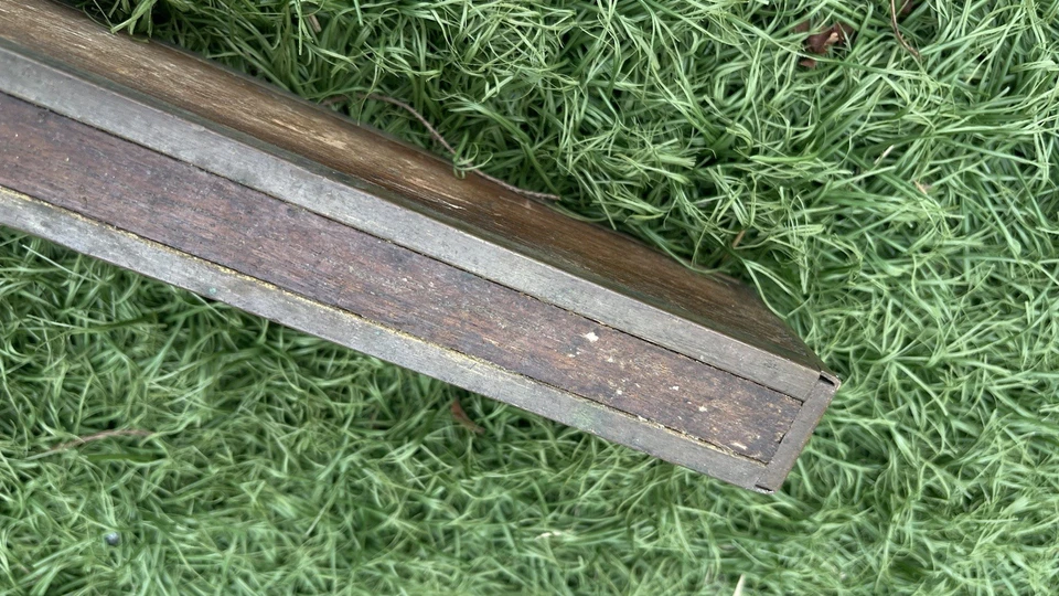 "Nivel de madera antiguo vintage de 48"" encuadernado en latón caoba o teca" Foto 2 de 4