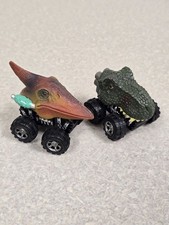 Wild Zoomies T-Rex ECO PVC Material Dinosaur Head Pull Back Toy Cars Set Of 2