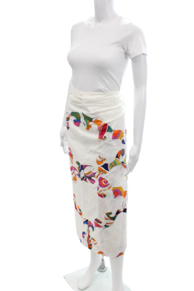 Carolina K Womens Cotton Abstract Print Belted Wrap Skirt Multicolor Size XS - Image 2 of 4