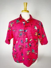 VTG Heet Cartoon Sports Button Up Shirt Sun Bleached Distressed Sz S RN60307