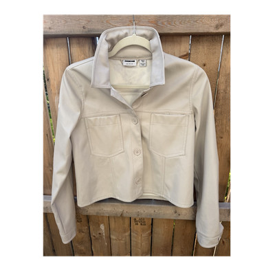 Noisy May Button Pockets Cropped Jacket Beige Long Sleeve Women's Size XS