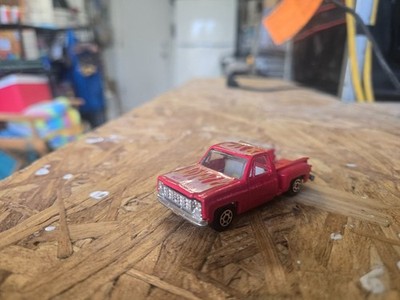 Yat Ming Diecast 1:64 Red Chevy Sidestep Pickup Hot Flames Made in Hong Kong