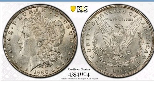 1890 Morgan Silver Dollar PCGS AU 55