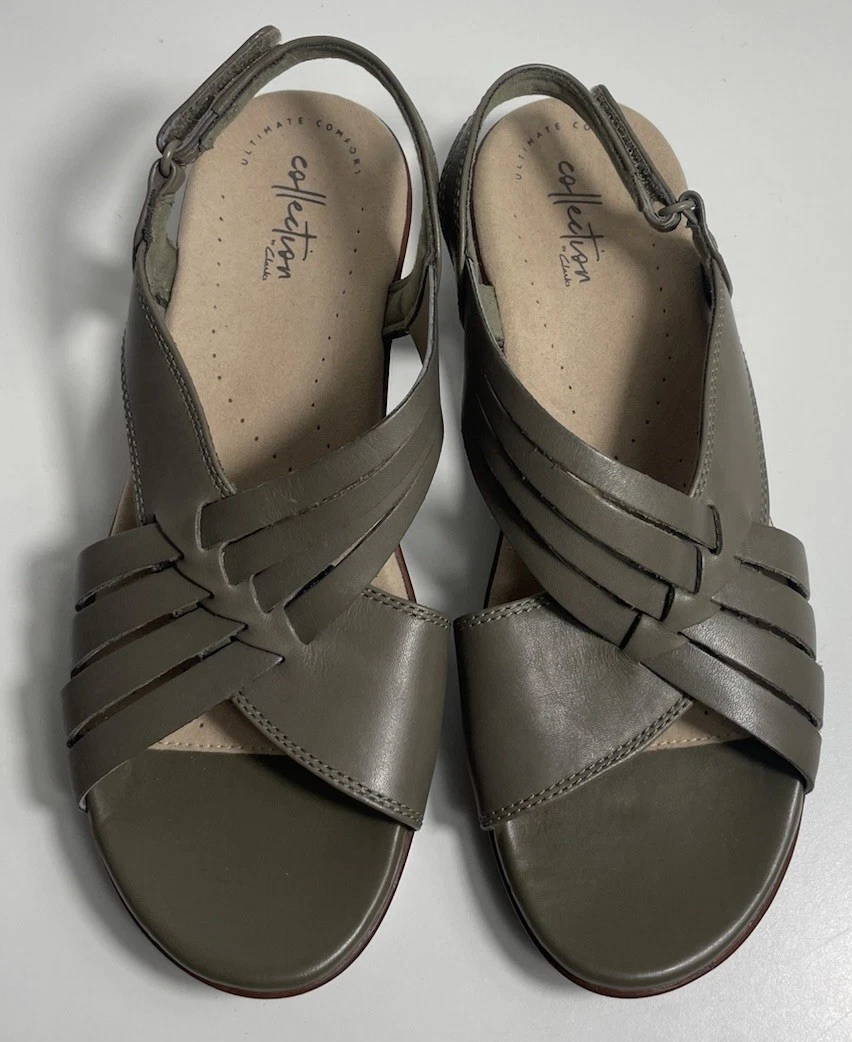 CLARKS Sandali Clark’s Collection Loomis Cassey in pelle verde oliva con cinturino 8 5 comodi