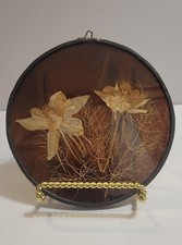 Pressed Flowers Round Wall Art 6 Framed Glass...