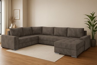 Wohnlandschaft U-Form 304x217 cm mit Schlaffunktion & Bettkasten   frei wählbare