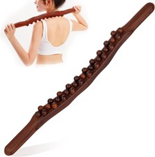 Guasha Wood Massage Stick Tools,31 Beads Back Massage Roller Stick,Lymphatic Dra