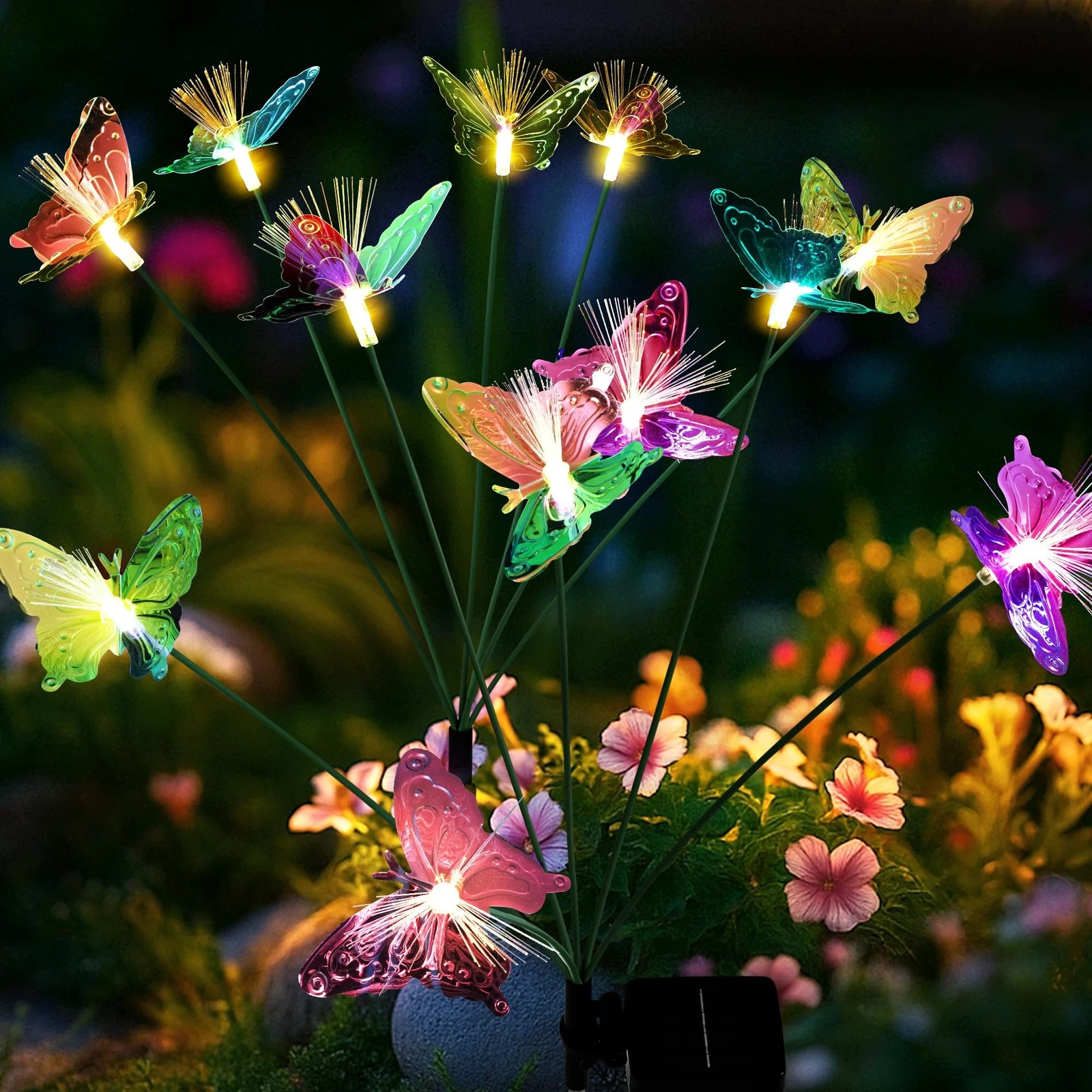Solar Garden Lights,Swaying Butterfly Lights Outdoor Decorative,2pack Warm Wh...