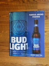 Bud Light Beer Famous Among Friends Tin Metal Sign Anheuser Busch New In Plasti