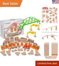 110-Piece Wooden Train Track Expansion Set   Ultimate STEM Gift for Kids Age...